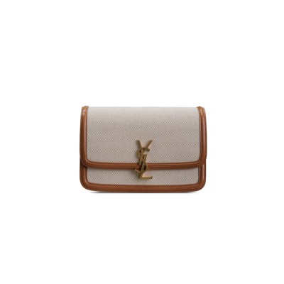 YSL SOLFERINO MEDIUM SATCHEL IN CANVAS AND LEATHER 634305HZD1W9380 (23*16*6cm)
